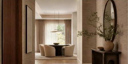 Sydney showroom interior with warm neutral wallcoverings
